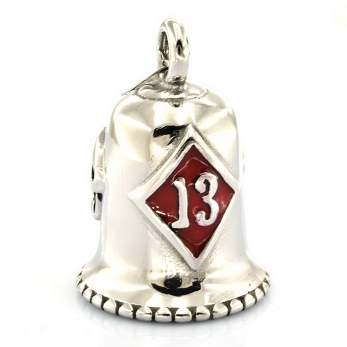 FSP17W93R diamond 13 skull rider bell biker Pendant - Click Image to Close